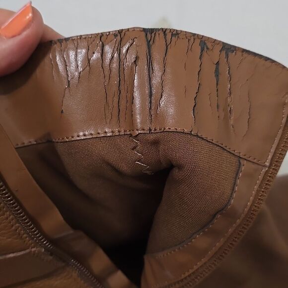 Nine West Women’s “Nopansy” Brown Leather Boots Side Zip Buckle size 8 - Picture 9 of 11